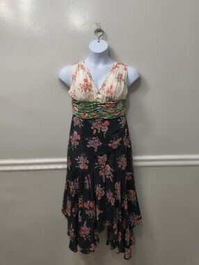 AMUR Lolly Silk Asymmetric Ruffle Floral Midi Dress Multicolor Size 10 Party